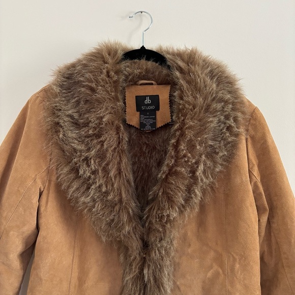 Penny Lane Suede Leather Fur Lined Coat Size Small - Picture 2 of 9